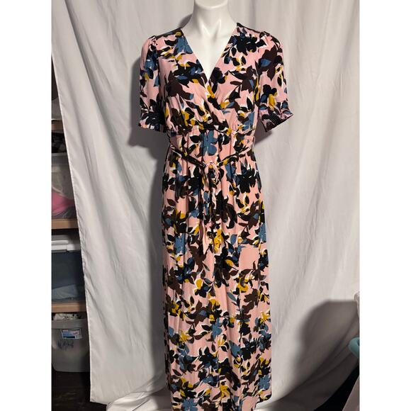 Motherhood Dresses & Skirts - Motherhood Maternity Pink Floral Wrap Maxi Dress Size S